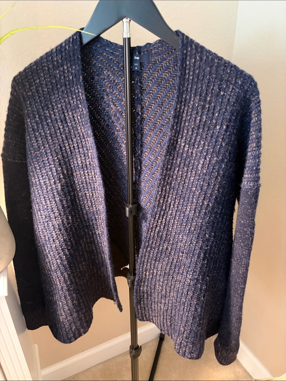GAP Navy Open-Front Ribbed Knit Cardigan ,lamb’s wool